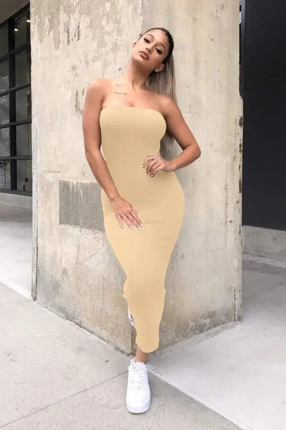summer women's sexy sleeveless chest wrapped Long Beach Dress - Blade & Thread