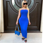 summer women's sexy sleeveless chest wrapped Long Beach Dress nowadaysfashion