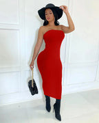 summer women's sexy sleeveless chest wrapped Long Beach Dress nowadaysfashion