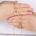 Sun And Moon Love Memory Confession 100 Languages I Love You Necklace Projection Gold Chian Couple Pendant nowadaysfashion