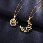 Sun And Moon Love Memory Confession 100 Languages I Love You Necklace Projection Gold Chian Couple Pendant nowadaysfashion