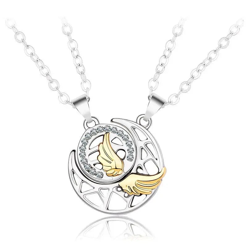 Sun Moon Wing Couple Necklace Magnet Attract Simple Fashion Valentine's Day Necklace - Blade & Thread