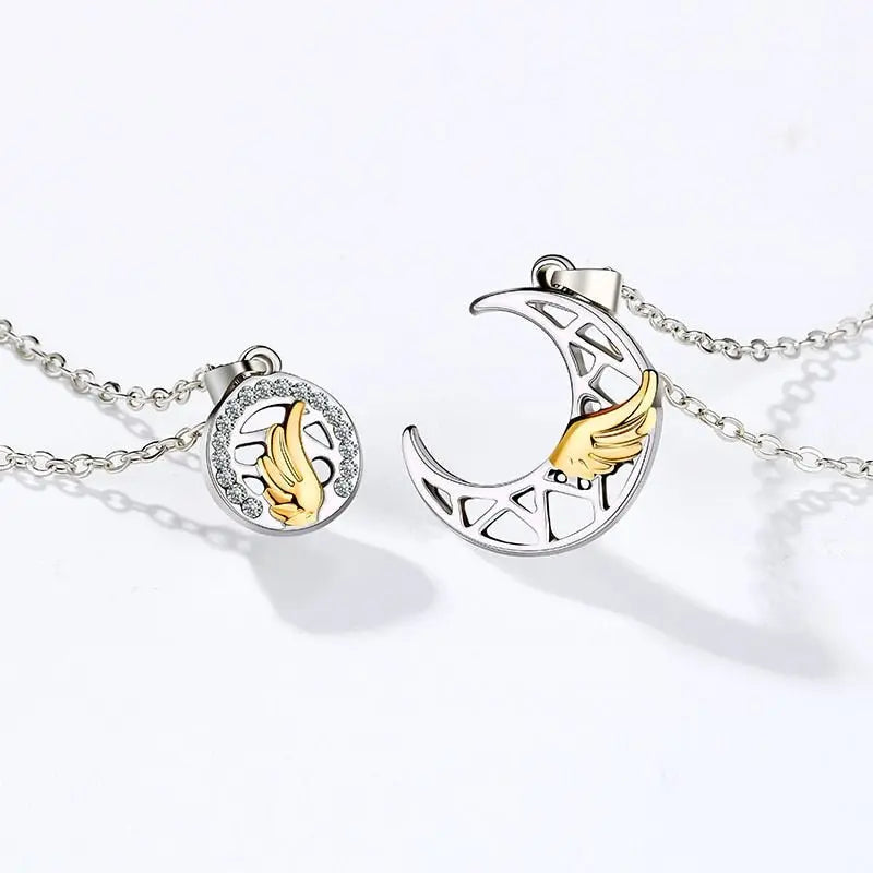 Sun Moon Wing Couple Necklace Magnet Attract Simple Fashion Valentine's Day Necklace nowadaysfashion