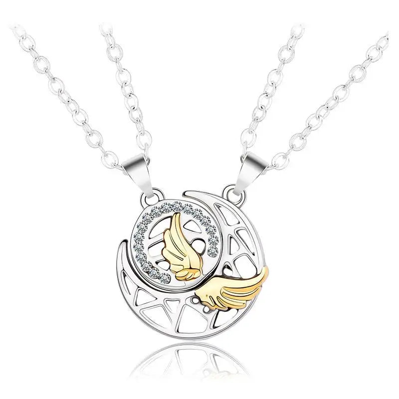 Sun Moon Wing Couple Necklace Magnet Attract Simple Fashion Valentine's Day Necklace nowadaysfashion