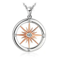 Sun Star Compass Necklace Circle Rose Gold Cubic Zirconia Pendant nowadaysfashion