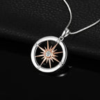 Sun Star Compass Necklace Circle Rose Gold Cubic Zirconia Pendant nowadaysfashion