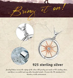 Sun Star Compass Necklace Circle Rose Gold Cubic Zirconia Pendant nowadaysfashion