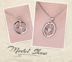 Sun Star Compass Necklace Circle Rose Gold Cubic Zirconia Pendant nowadaysfashion