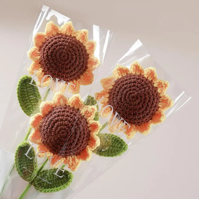 Sunflower hand-knitted flowers wool crocheted gift flower - Blade & Thread
