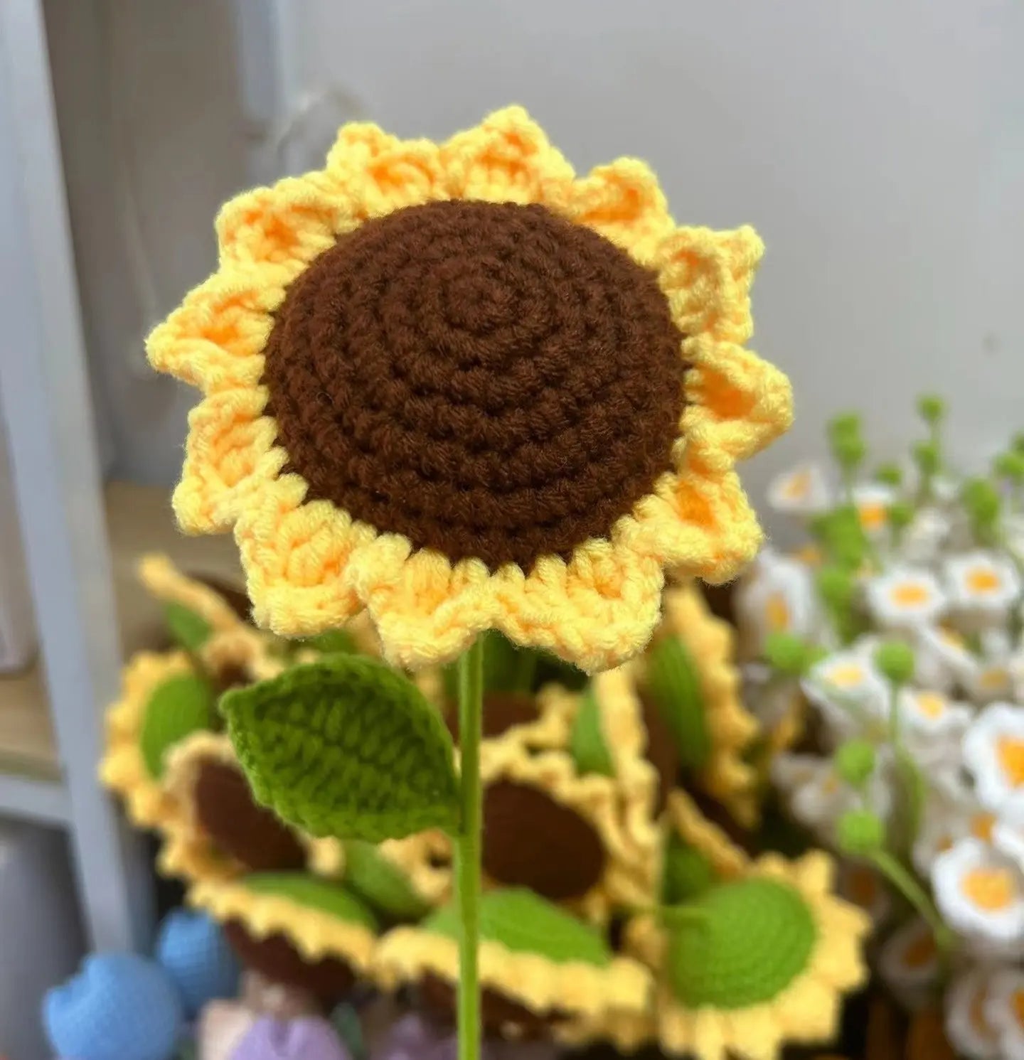 Sunflower hand-knitted flowers wool crocheted gift flower - Blade & Thread