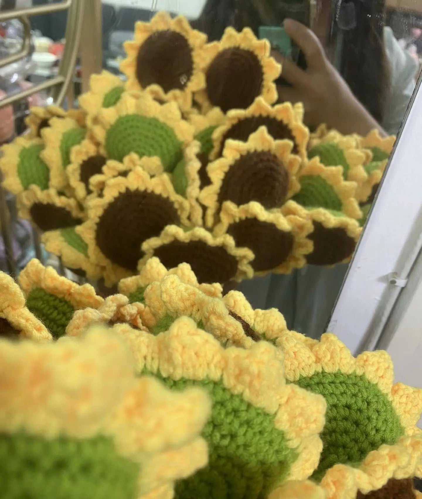 Sunflower hand-knitted flowers wool crocheted gift flower - Blade & Thread