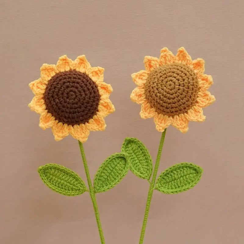 Sunflower hand-knitted flowers wool crocheted gift flower - Blade & Thread