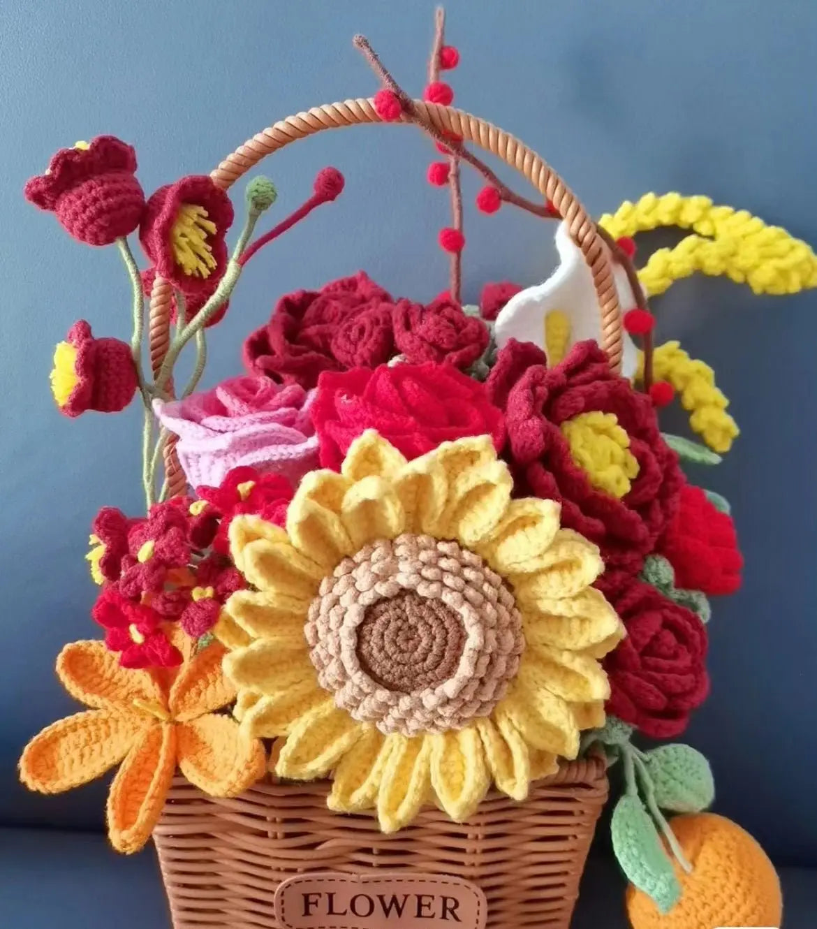 Sunflower hand-knitted flowers wool crocheted gift flower - Blade & Thread