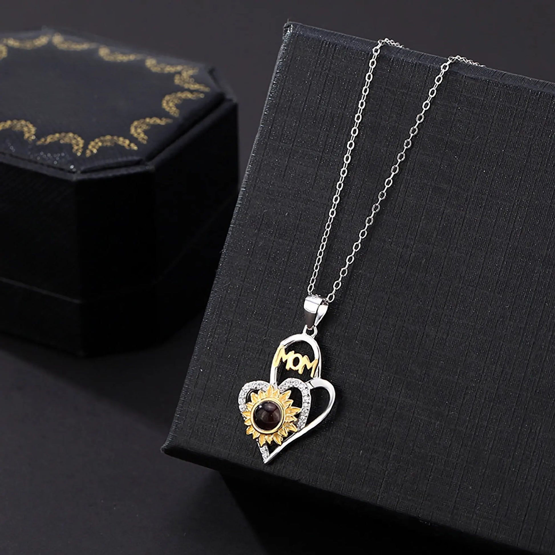Sunflower with customized photosProjection Necklace Pendant Jewelry - Blade & Thread