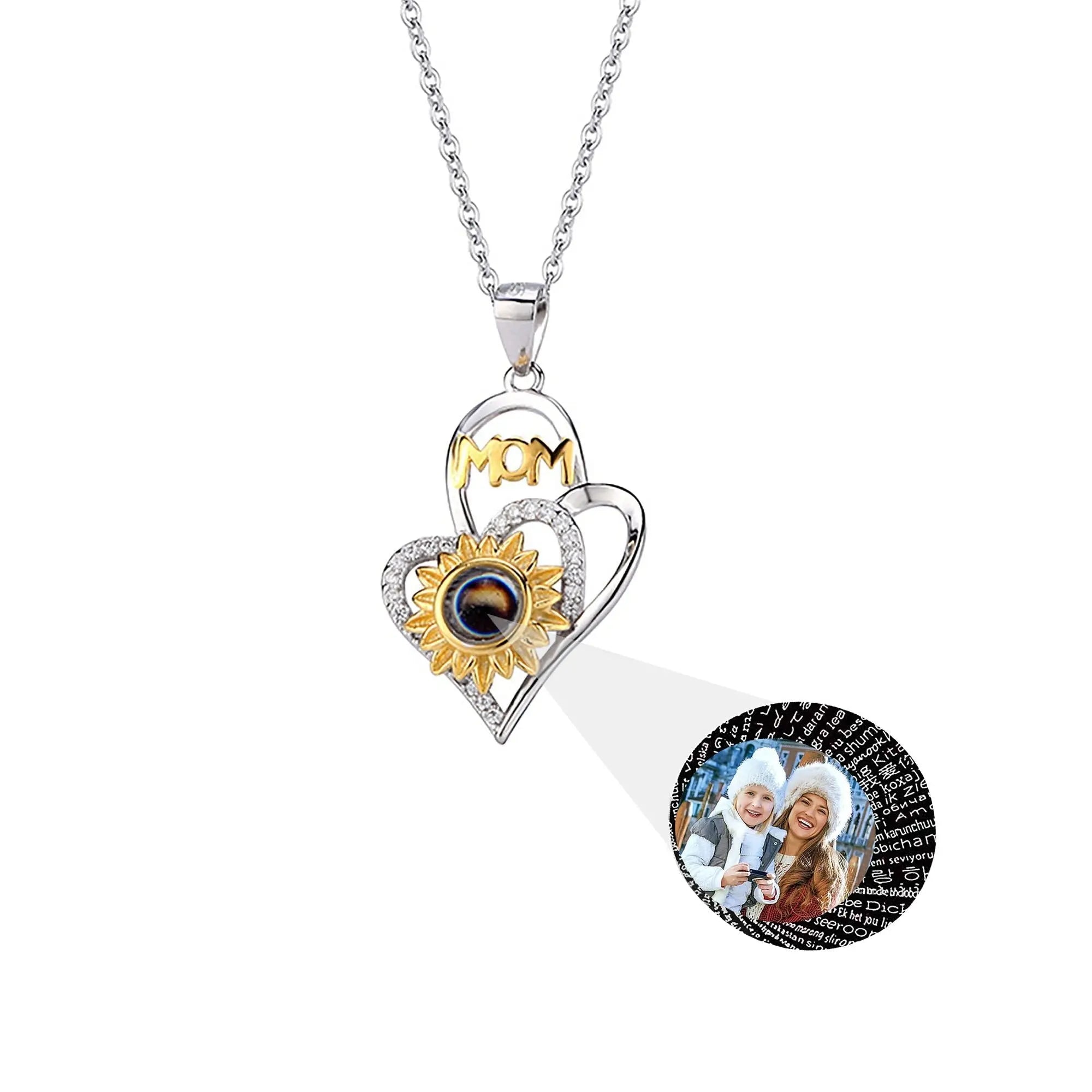 Sunflower with customized photosProjection Necklace  Pendant Jewelry nowadaysfashion