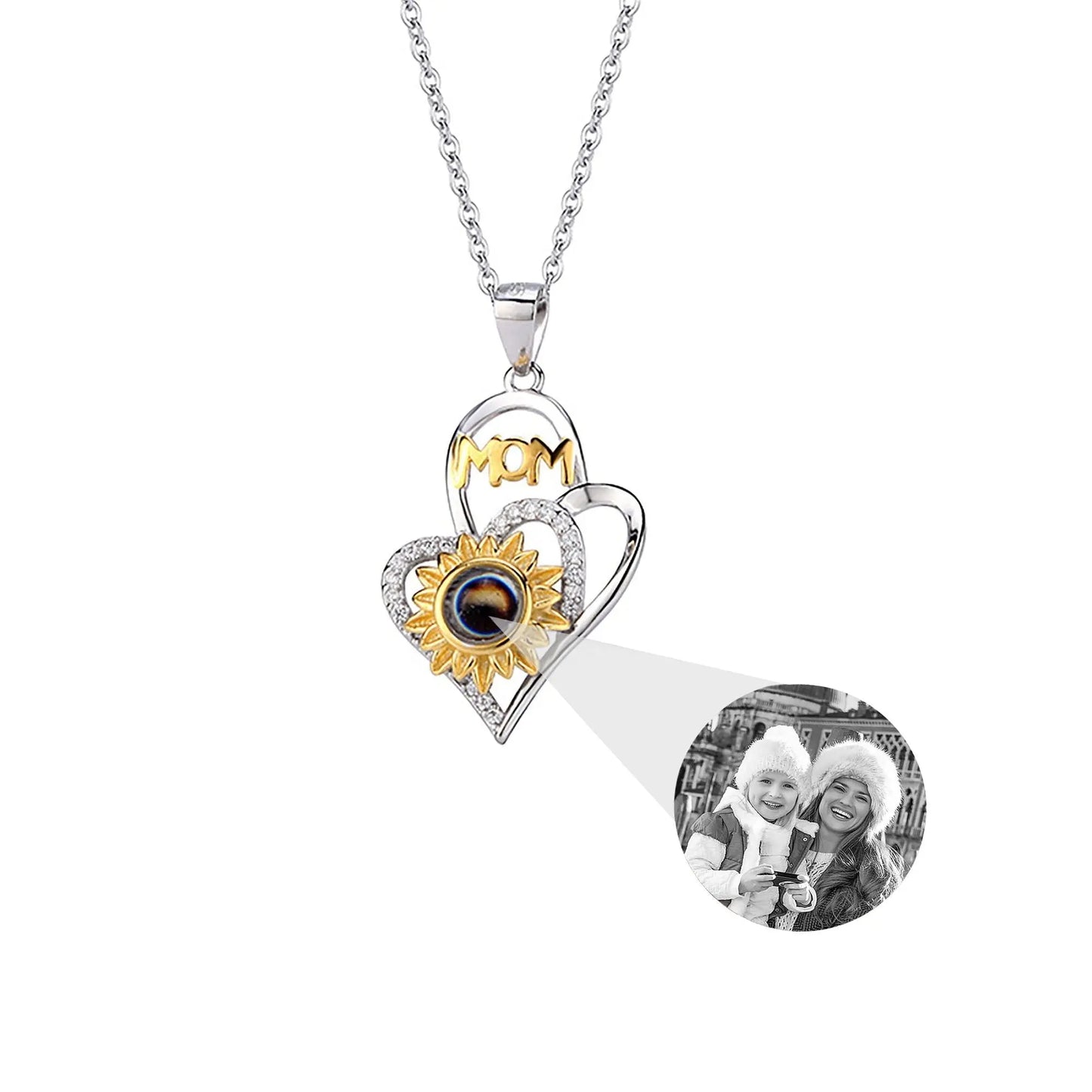 Sunflower with customized photosProjection Necklace Pendant Jewelry - Blade & Thread