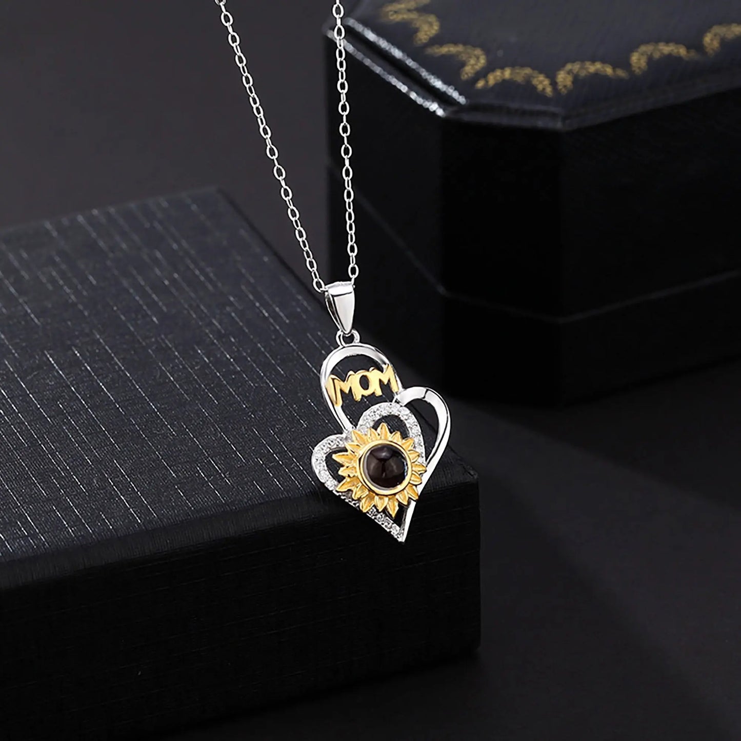 Sunflower with customized photosProjection Necklace Pendant Jewelry - Blade & Thread