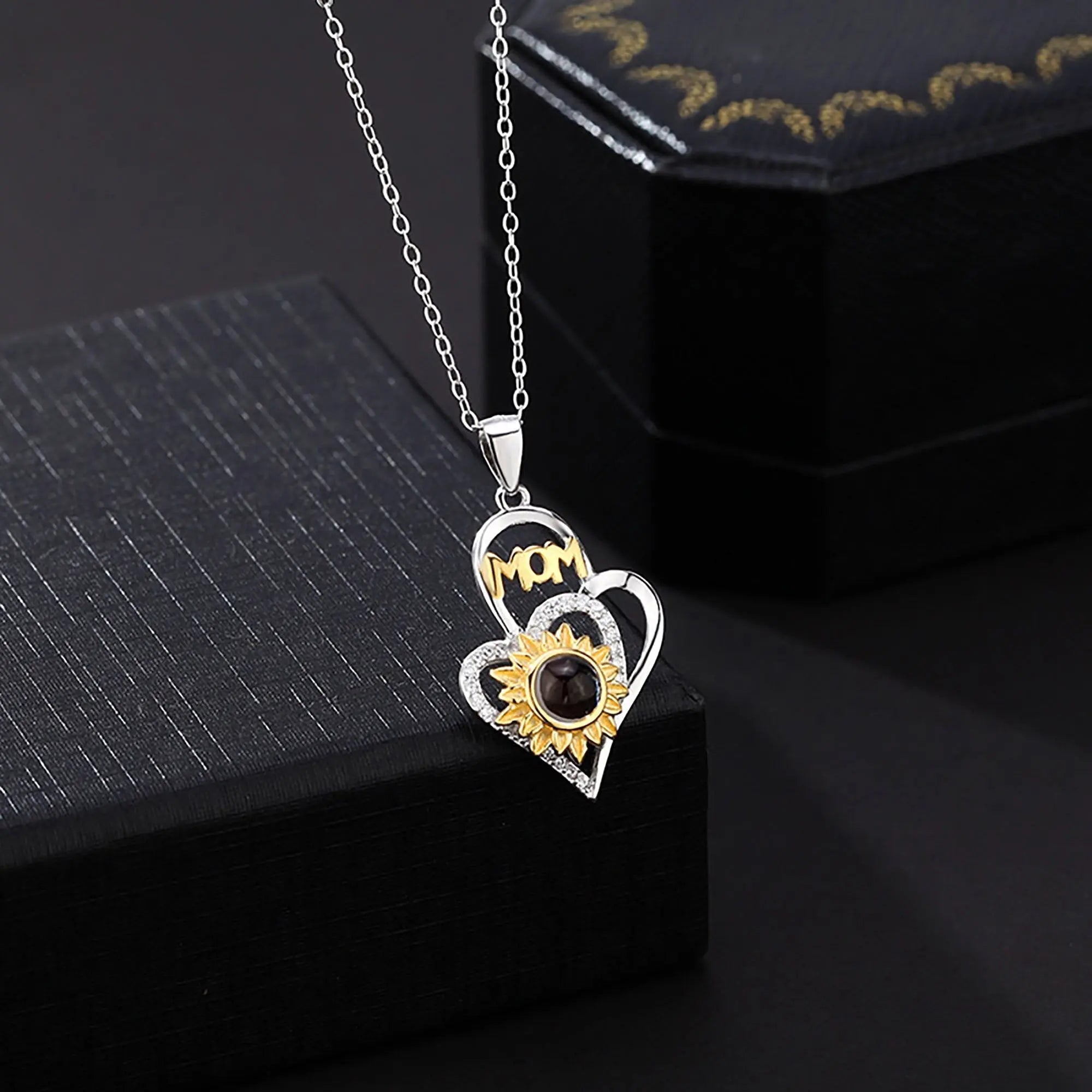 Sunflower with customized photosProjection Necklace  Pendant Jewelry nowadaysfashion