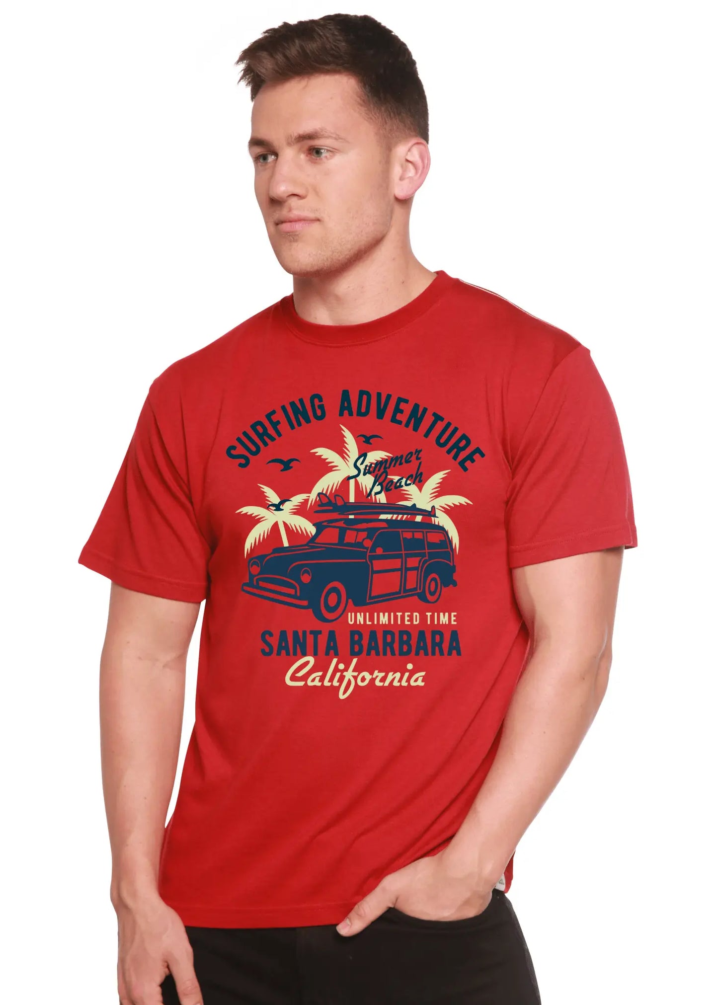 Surfing Adventure Spun Bamboo® Men's Bamboo Viscose/Organic Cotton Short Sleeve Graphic T-Shirt - Blade & Thread