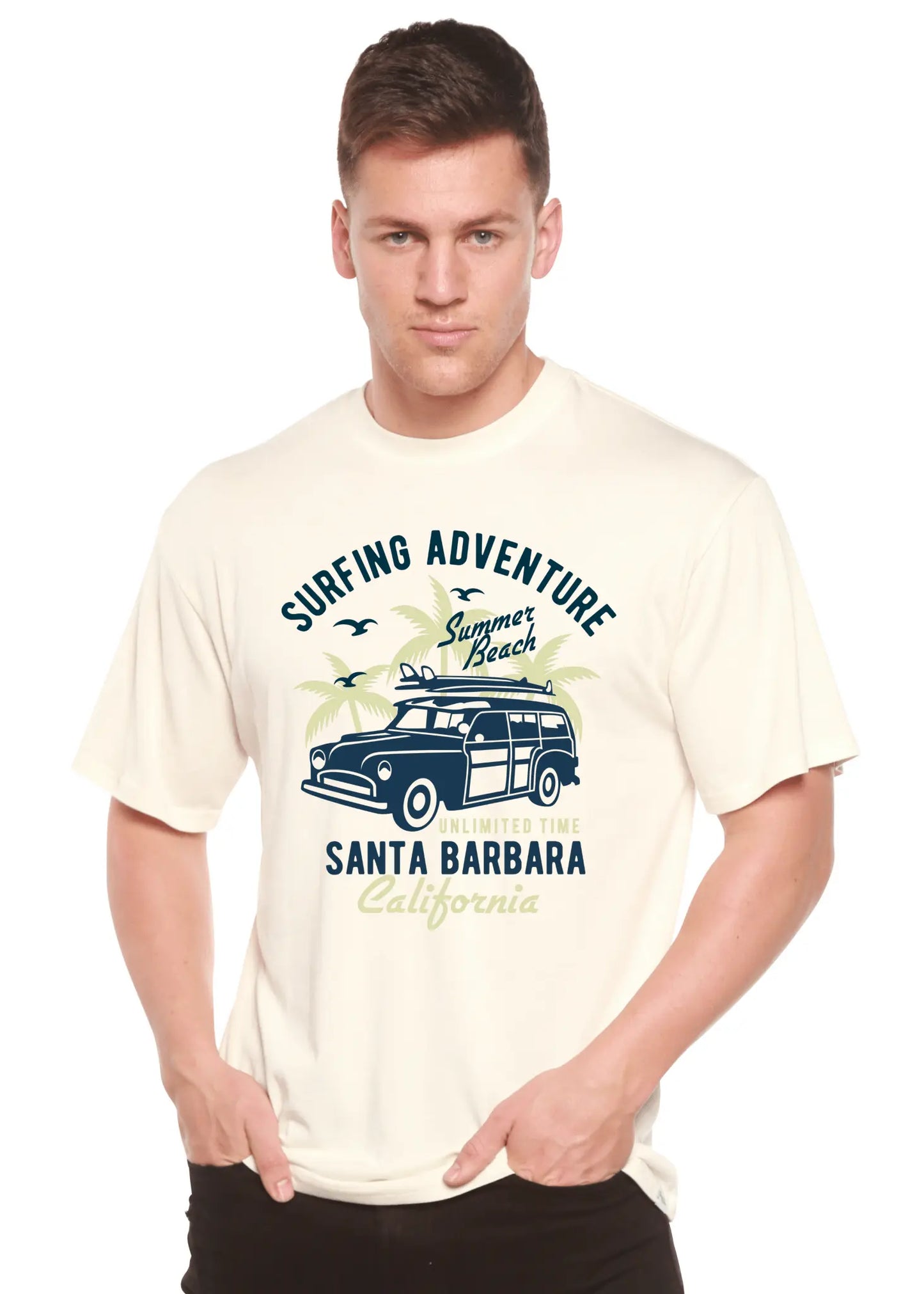 Surfing Adventure Spun Bamboo® Men's Bamboo Viscose/Organic Cotton Short Sleeve Graphic T-Shirt - Blade & Thread