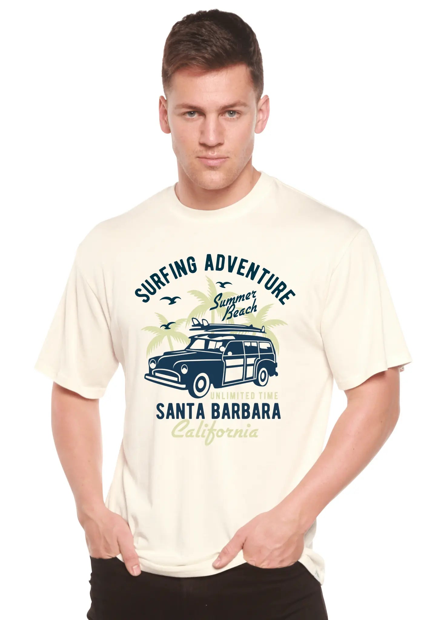 Surfing Adventure Spun Bamboo® Men's Bamboo Viscose/Organic Cotton Short Sleeve Graphic T-Shirt - Blade & Thread