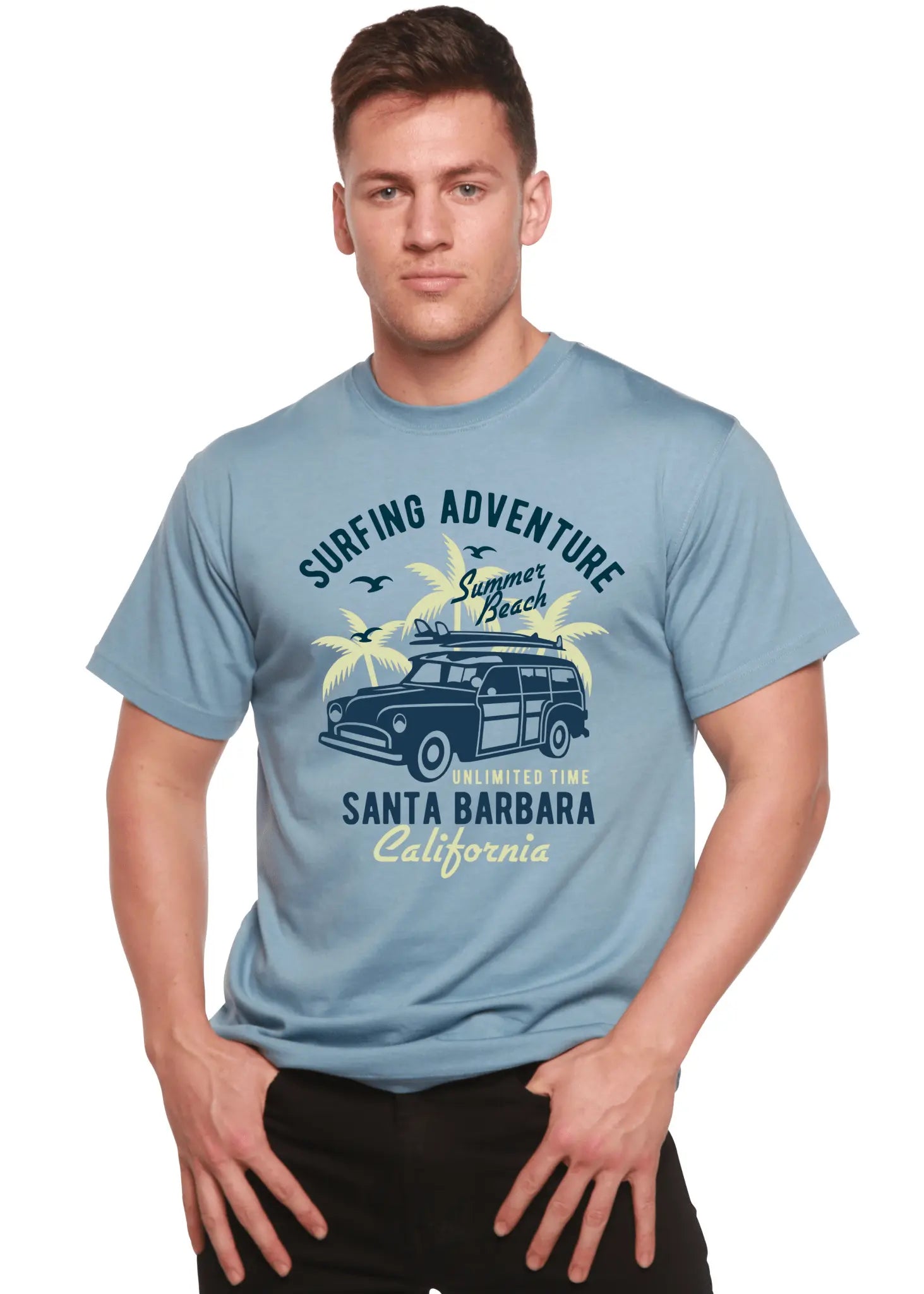 Surfing Adventure Spun Bamboo® Men's Bamboo Viscose/Organic Cotton Short Sleeve Graphic T-Shirt - Blade & Thread