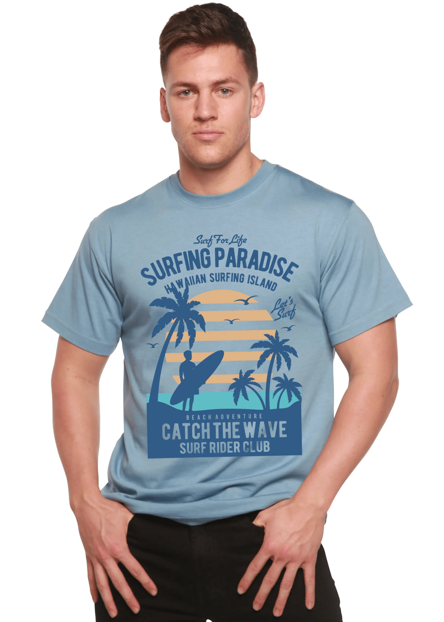 Surfing Paradis Spun Bamboo® Men's Bamboo Viscose/Organic Cotton Short Sleeve Graphic T-Shirt - Blade & Thread