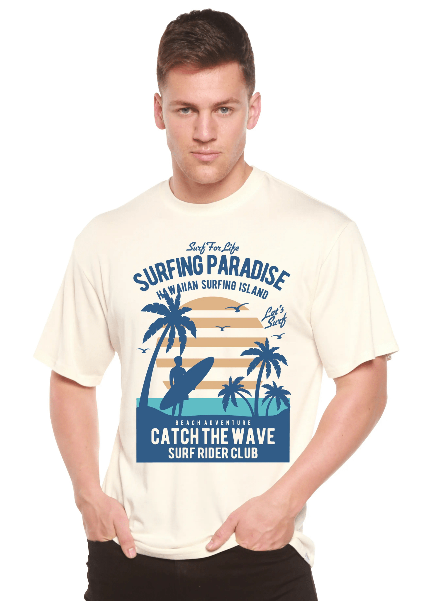 Surfing Paradis Spun Bamboo® Men's Bamboo Viscose/Organic Cotton Short Sleeve Graphic T-Shirt - Blade & Thread