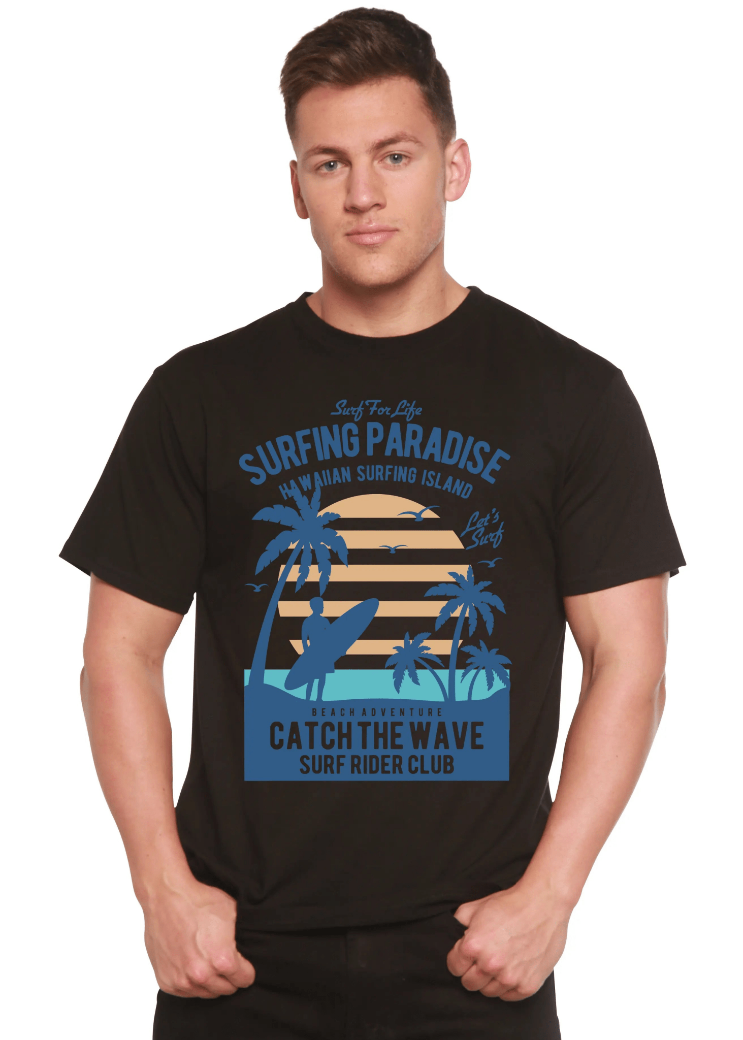 Surfing Paradis Spun Bamboo® Men's Bamboo Viscose/Organic Cotton Short Sleeve Graphic T-Shirt - Blade & Thread