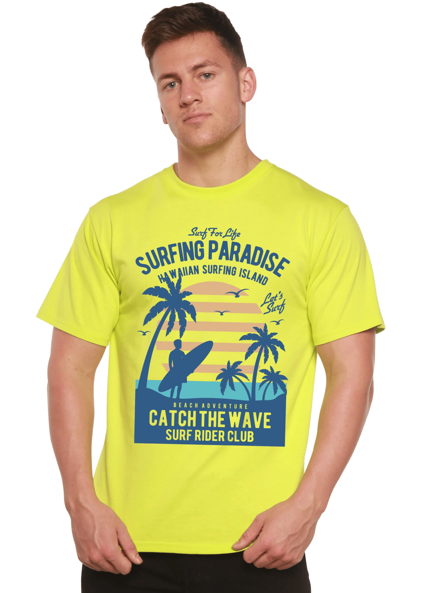 Surfing Paradis Spun Bamboo® Men's Bamboo Viscose/Organic Cotton Short Sleeve Graphic T-Shirt - Blade & Thread