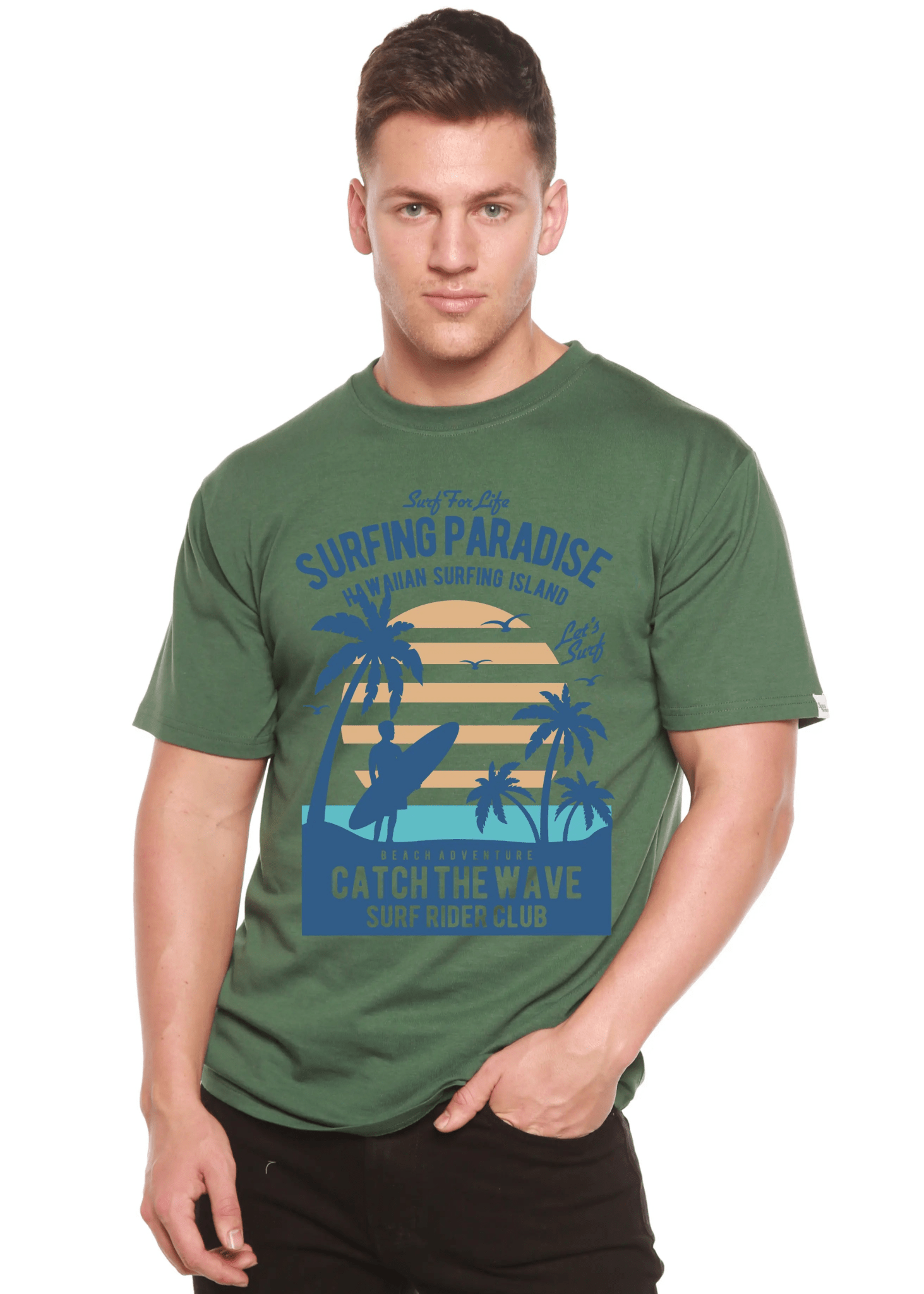 Surfing Paradis Spun Bamboo® Men's Bamboo Viscose/Organic Cotton Short Sleeve Graphic T-Shirt - Blade & Thread