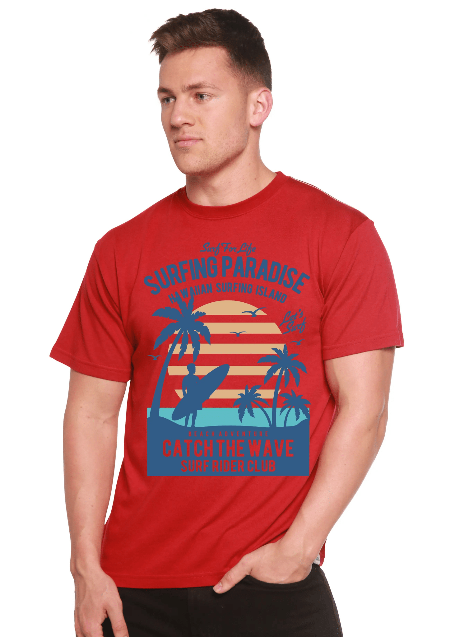 Surfing Paradis Spun Bamboo® Men's Bamboo Viscose/Organic Cotton Short Sleeve Graphic T-Shirt - Blade & Thread
