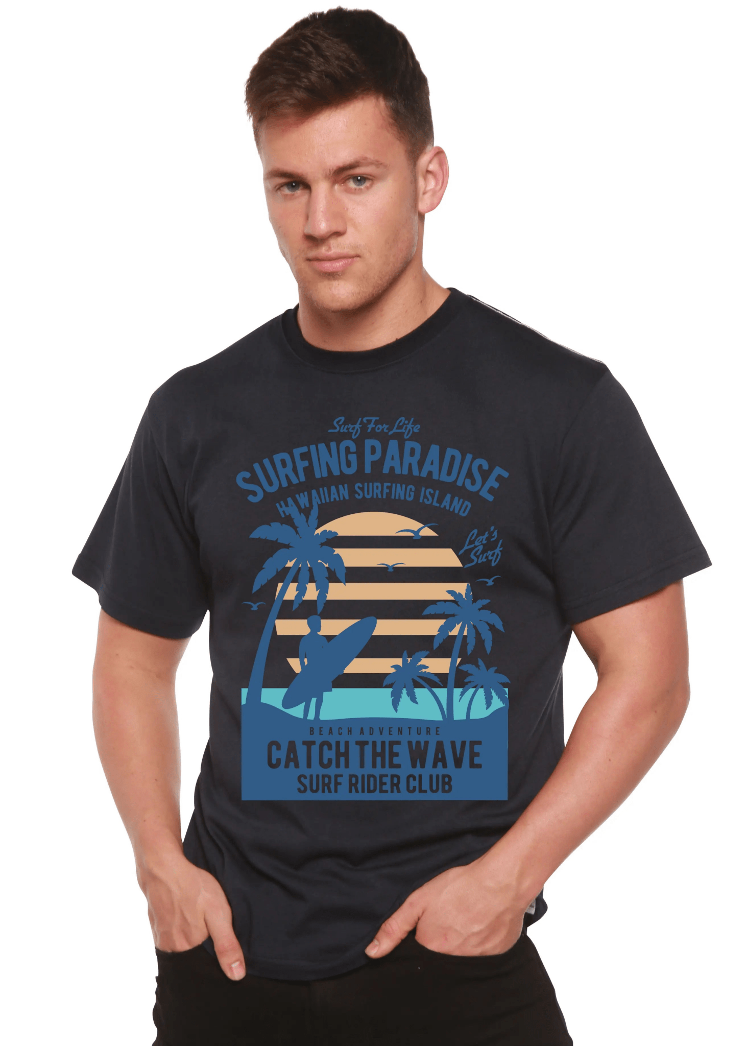 Surfing Paradis Spun Bamboo® Men's Bamboo Viscose/Organic Cotton Short Sleeve Graphic T-Shirt - Blade & Thread