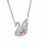 Swan Pink Crystal Zircon Diamonds Gemstones Pendant Necklaces nowadaysfashion