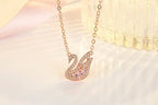Swan Pink Crystal Zircon Diamonds Gemstones Pendant Necklaces nowadaysfashion