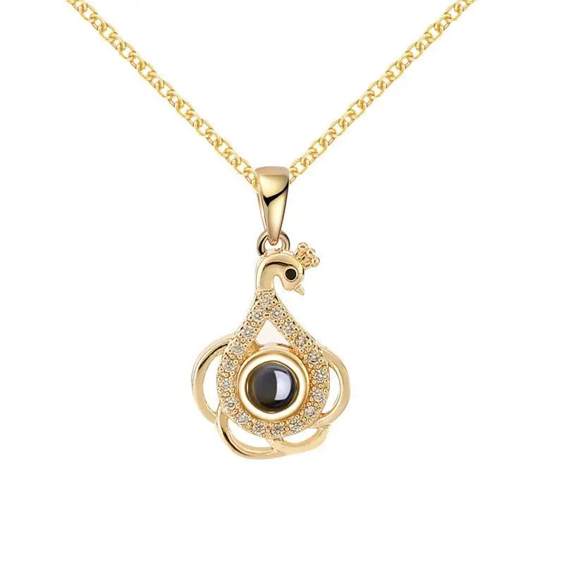 Swan projection necklace with Diamonds - Blade & Thread