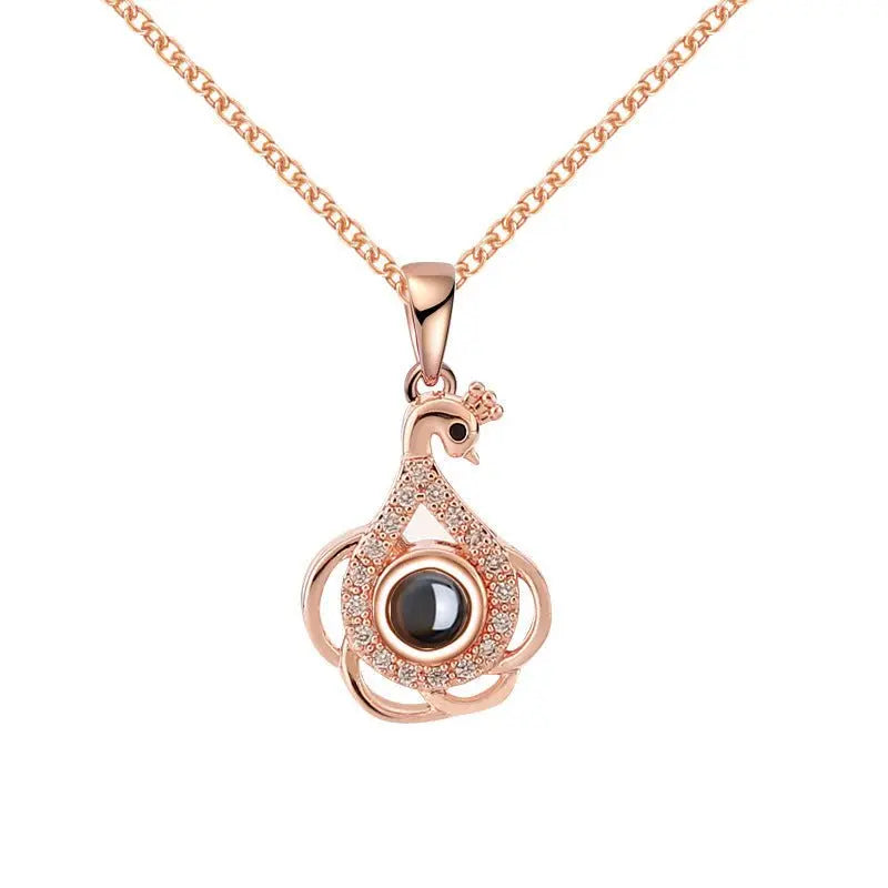 Swan projection necklace with Diamonds nowadaysfashion