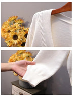 Sweater Cardigan Women Autumn Winter V Neck Pearl Single Breasted Loose Short Thicken Sweater Top nowadaysfashion