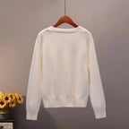 Sweater Cardigan Women Autumn Winter V Neck Pearl Single Breasted Loose Short Thicken Sweater Top nowadaysfashion