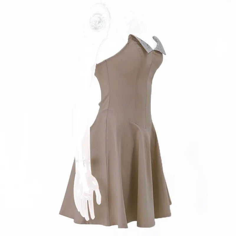Sweet and spicy style V-neck low-cut slim A-line skirt - Blade & Thread