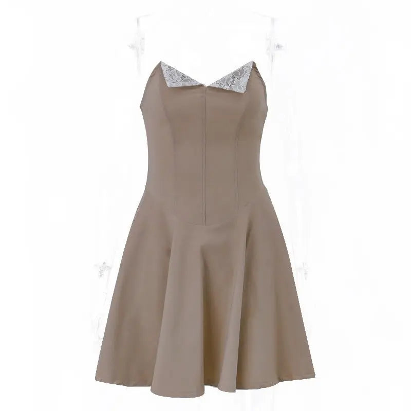 Sweet and spicy style V-neck low-cut slim A-line skirt - Blade & Thread