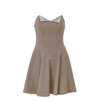 Sweet and spicy style V-neck low-cut slim A-line skirt nowadaysfashion