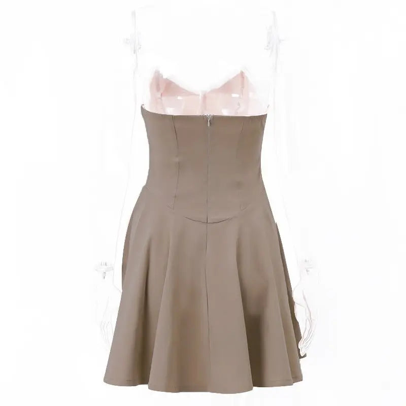 Sweet and spicy style V-neck low-cut slim A-line skirt - Blade & Thread