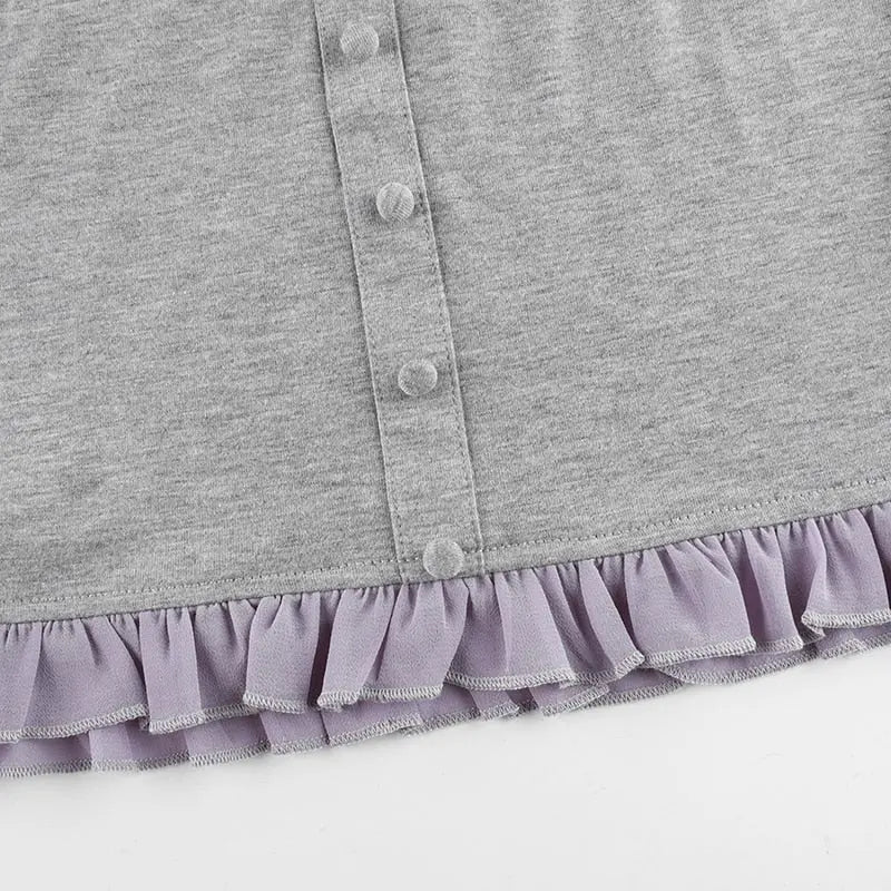 Sweet Cute Crop Top Lace Frill Bow Pullovers Vintage Square Collar T Shirt - Blade & Thread