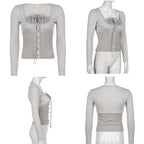 Sweet Cute Crop Top Lace Frill Bow Pullovers Vintage Square Collar T Shirt nowadaysfashion
