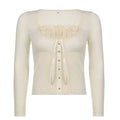 Sweet Cute Crop Top Lace Frill Bow Pullovers Vintage Square Collar T Shirt nowadaysfashion