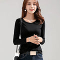 T-shirt Slim Pure Cotton 95% Women T-shirt Long-sleeved for Female Thin Tops Woman Tees Shirt nowadaysfashion