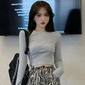 T-shirt Women Design Chest Type Crop Tops Aautumn New Skinny Long Sleeve nowadaysfashion