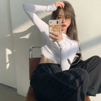 T-shirt Women Design Chest Type Crop Tops Aautumn New Skinny Long Sleeve nowadaysfashion