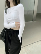 T-shirt Women Design Chest Type Crop Tops Aautumn New Skinny Long Sleeve nowadaysfashion